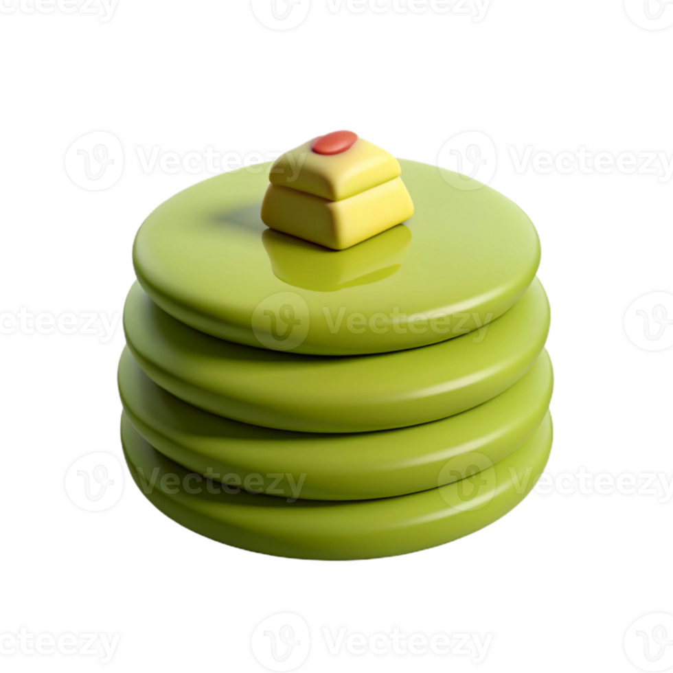 Stack of Green and Yellow Circles with a Small Red and Yellow Object on Top png