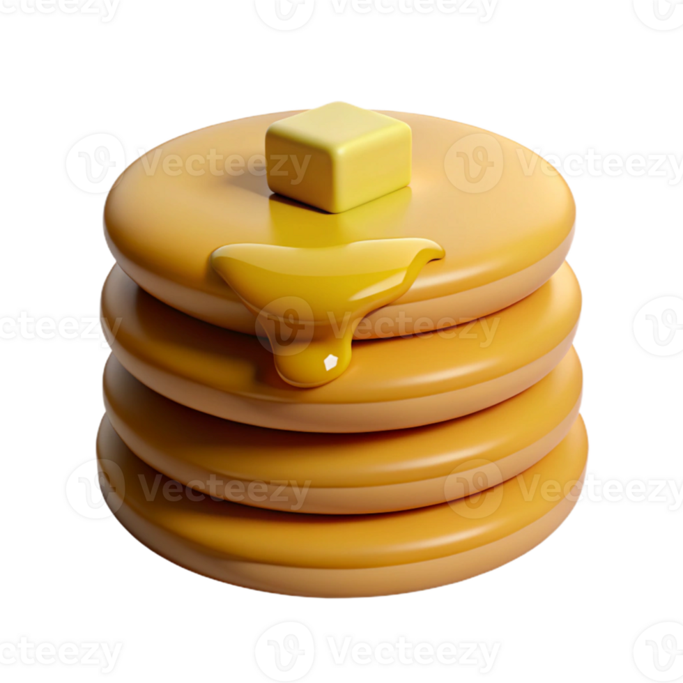 Stack of Buttery Pancakes with Syrup png