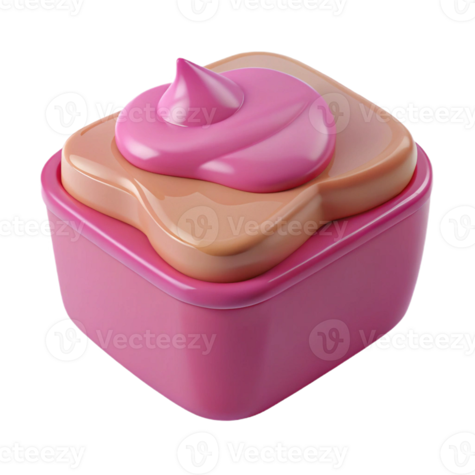 Pink and Tan 3D Object with a Cream Topping png