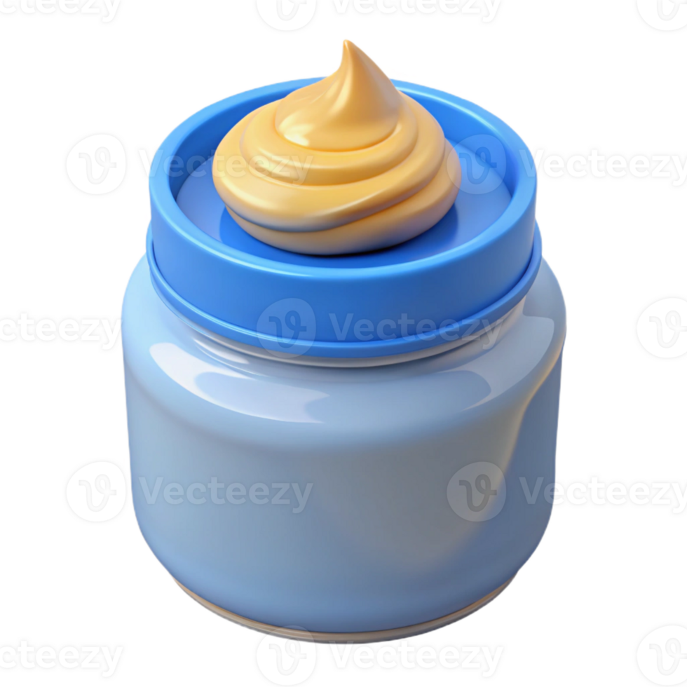 Blue Jar with Yellow Cream Swirl on Top png