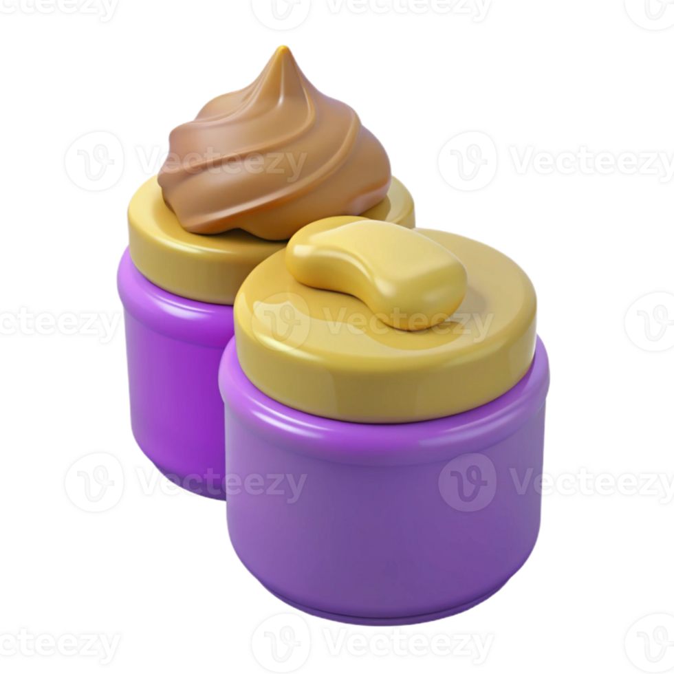 Two Purple Jars with Brown and Yellow Cream png