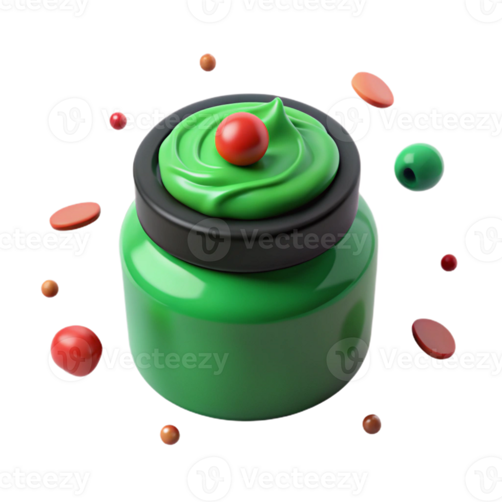 Green Jar with Red and Brown Spheres png