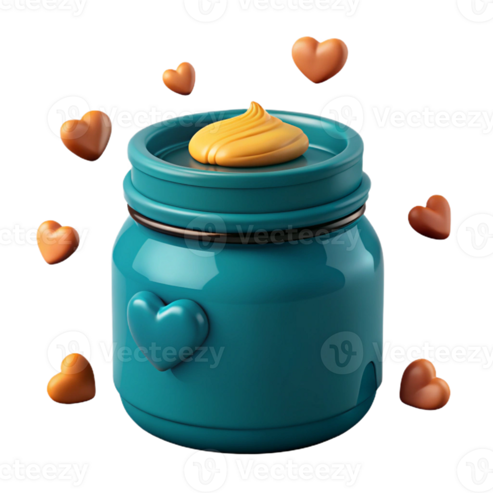 Teal Jar with Heart and Swirl of Cream png