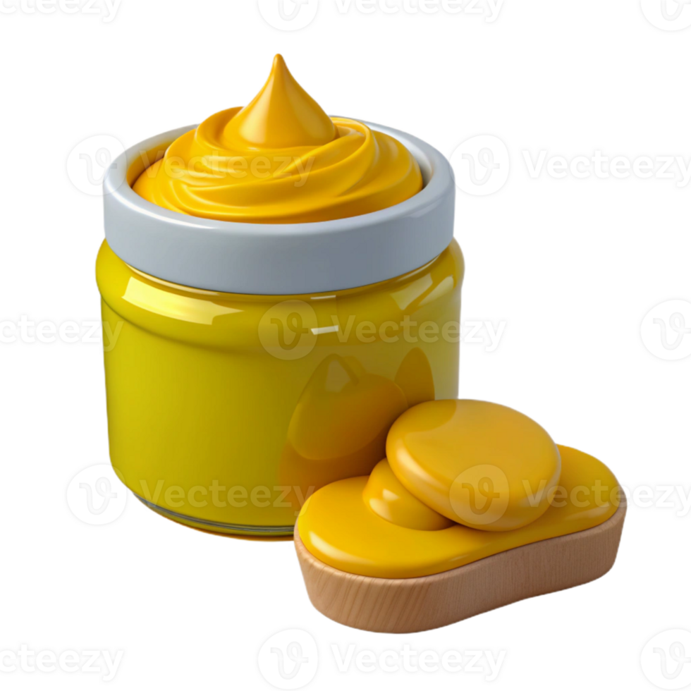 Jar of Yellow Creamy Substance with Round Disks png