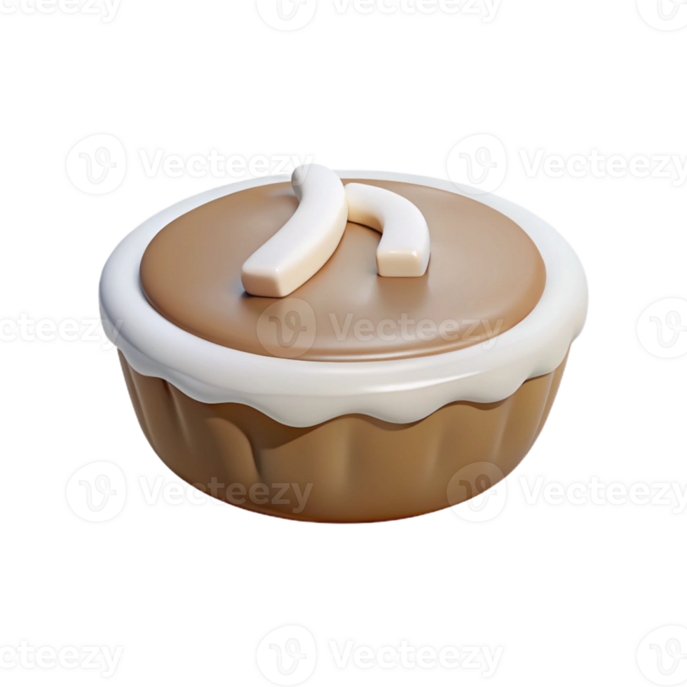 3D Render of a Delicious Dessert Pie with White Topping png