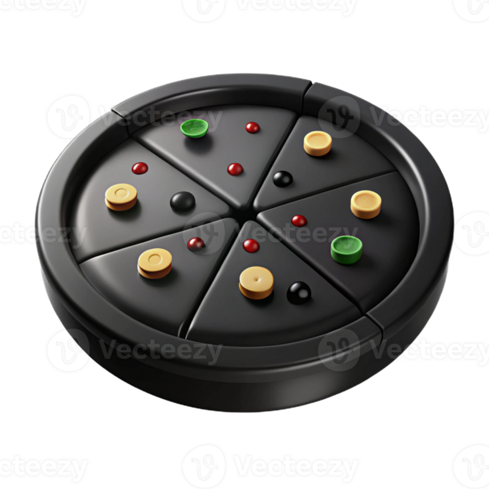 Puzzle Game with Circular Base and Colored Pieces png