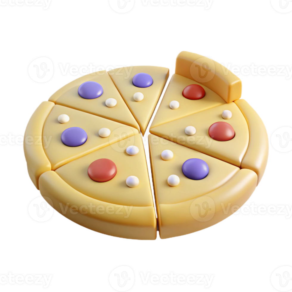 3d rendido pizza com colorida coberturas png