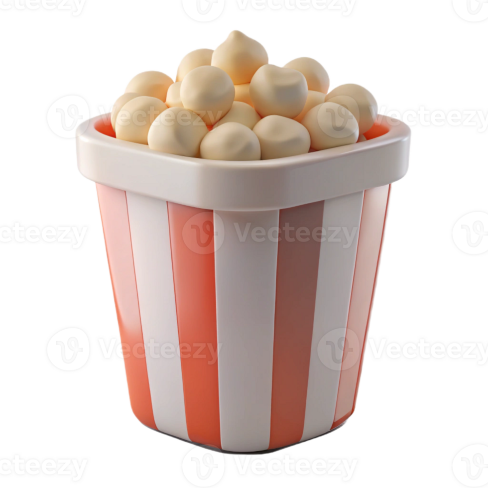 Striped Popcorn Bucket with White Kernels png