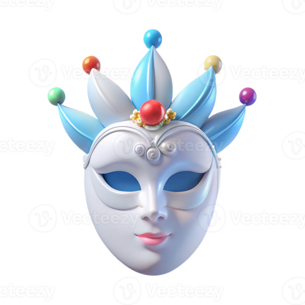 White Carnival Mask with Blue and White Crown png
