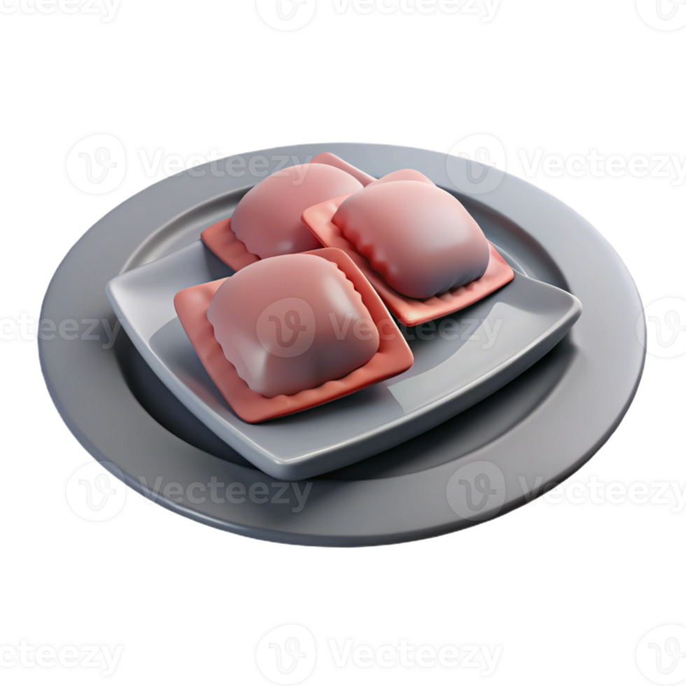 Three Ravioli on a Plate png
