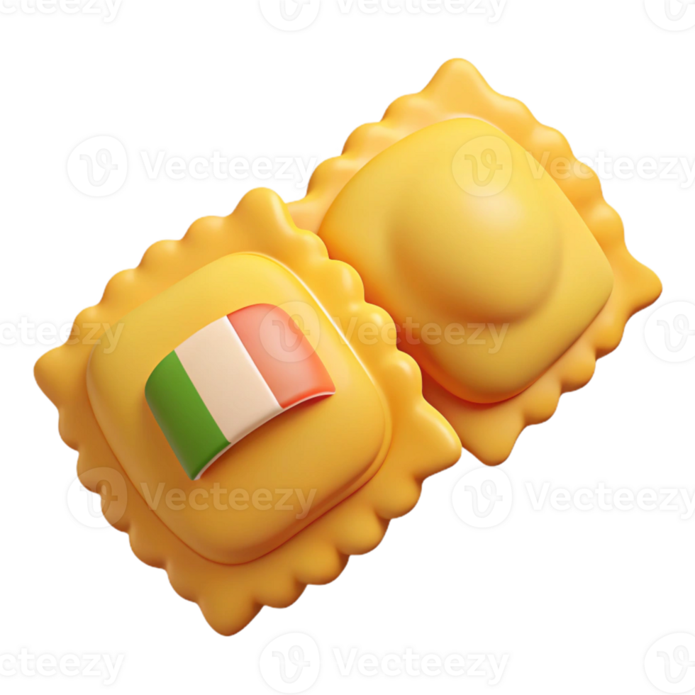Italian Ravioli with Tricolore Flag 3D Illustration png