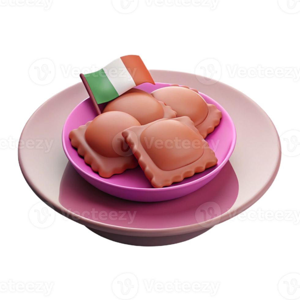 Ravioli Dish with Italian Flag png