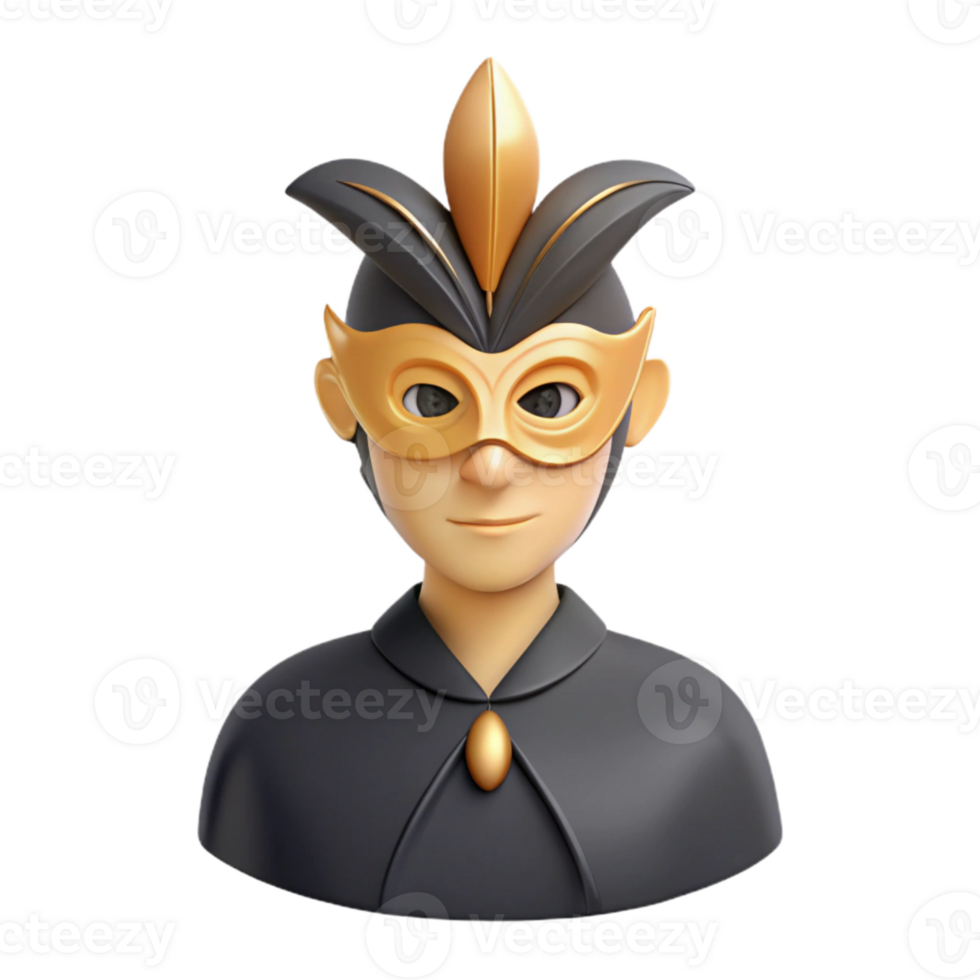 3D Render of a Person in a Costume with a Mask png
