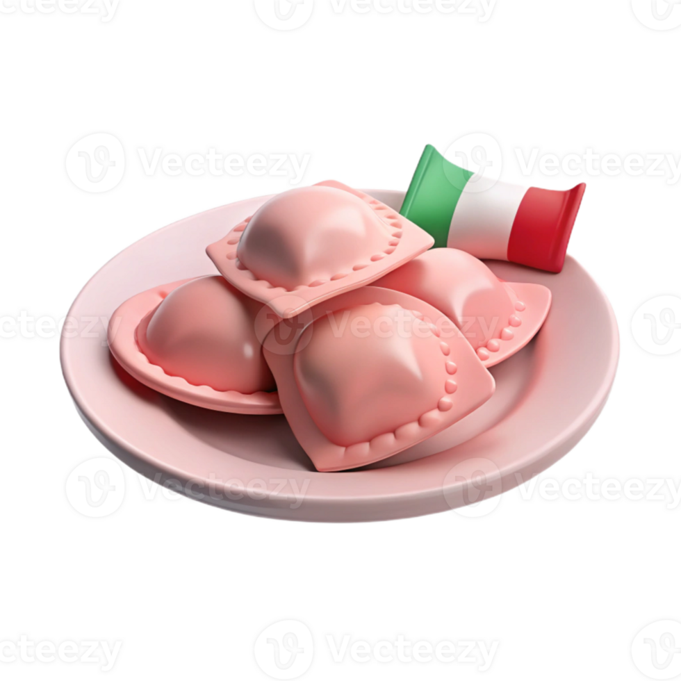 Italian Ravioli with a Tricolor Flag png