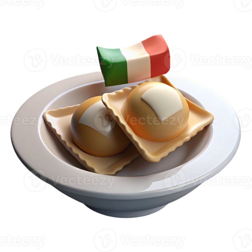 Italian Ravioli with Cheese Filling png