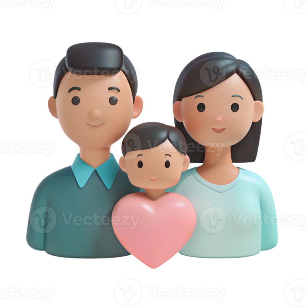 3D Illustration of a Happy Family png
