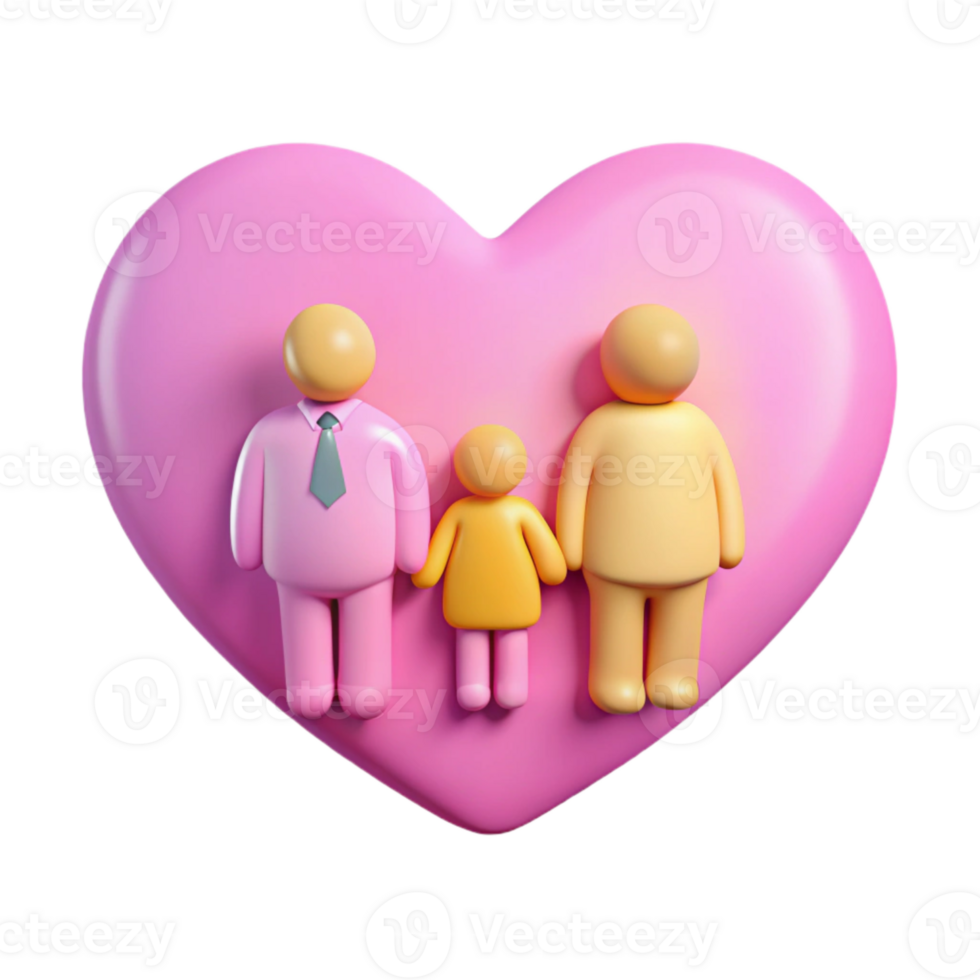Family of Three Inside a Heart png