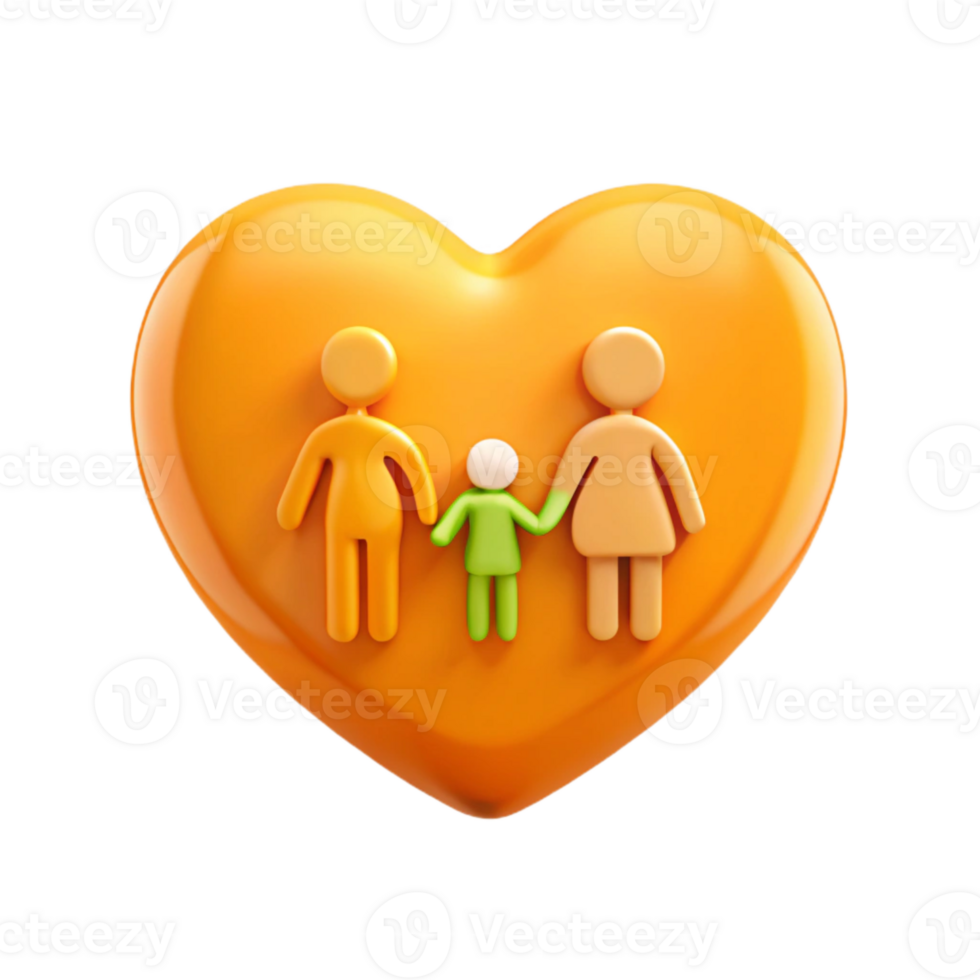 Heart Shape with Family of Three Symbol of Love and Togetherness png