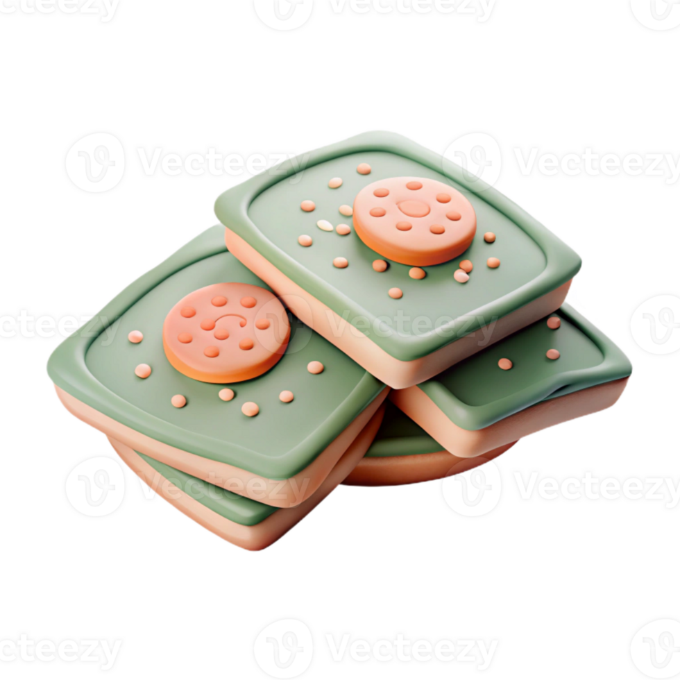 Stack of Green and Orange 3D Objects with Circles png