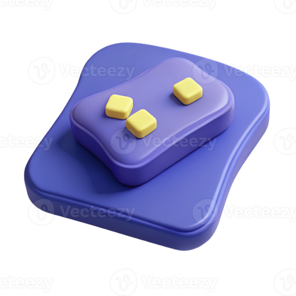 3D Rendered Purple and Yellow Buttons with Rounded Edges png