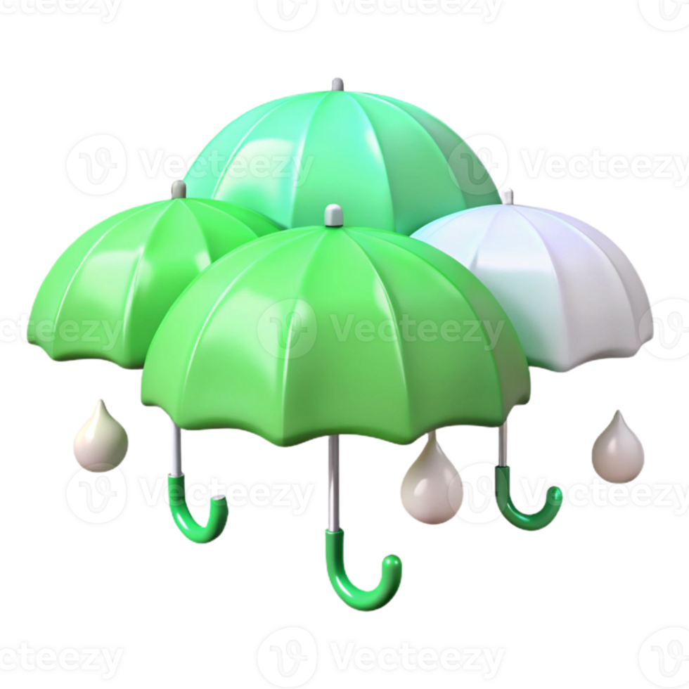 Multiple Umbrellas Providing Protection with Droplets png