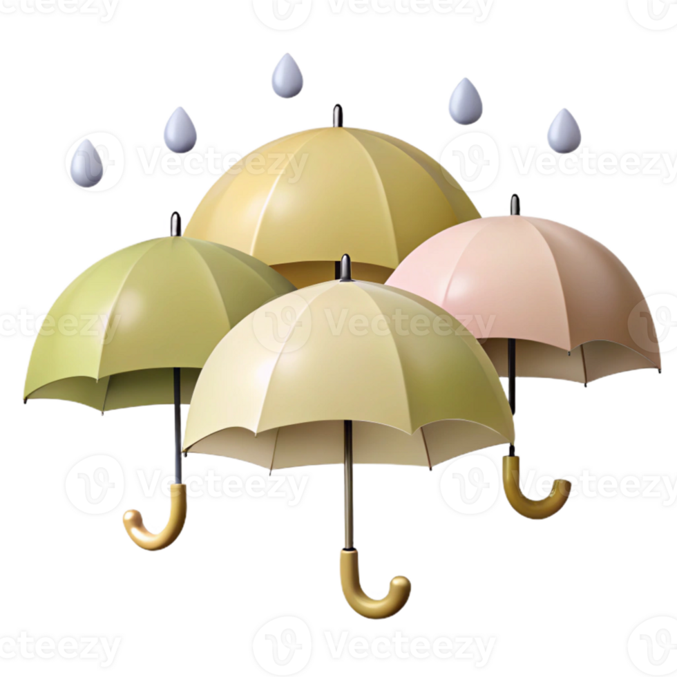 Colorful Umbrellas Protecting from Rain png