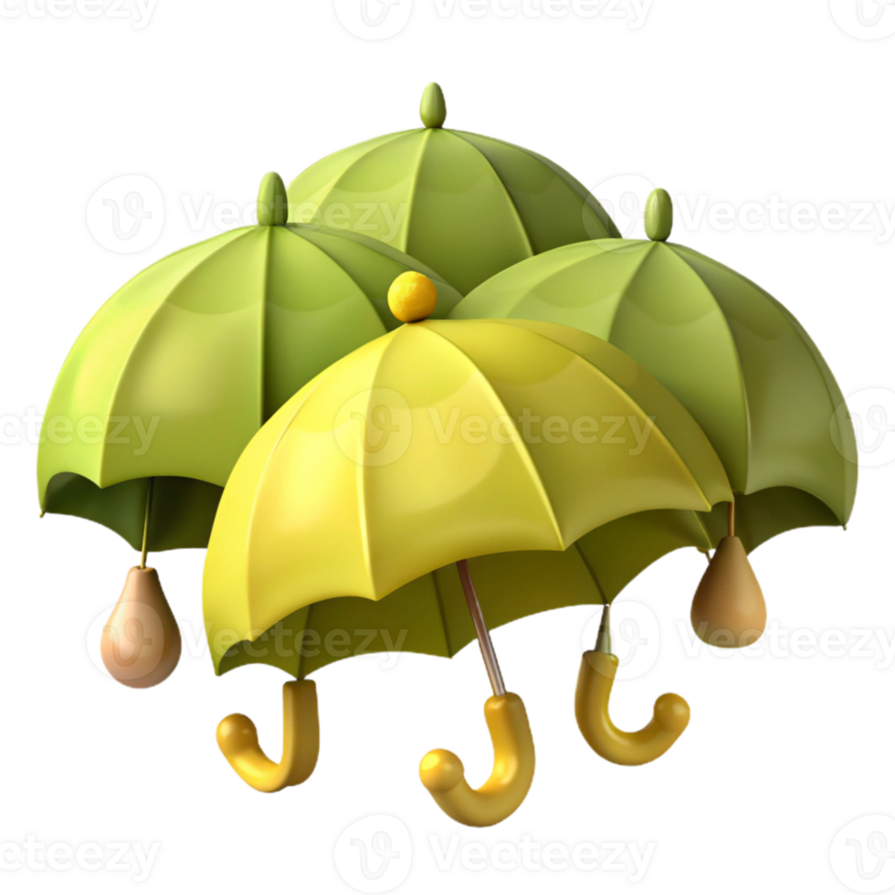 Three Cartoon Umbrellas in a Row png