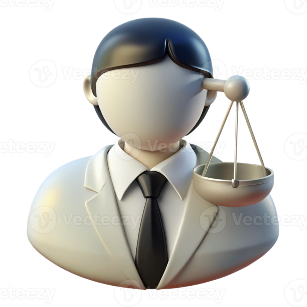 3D Illustration of a Lawyer Holding Scales of Justice png