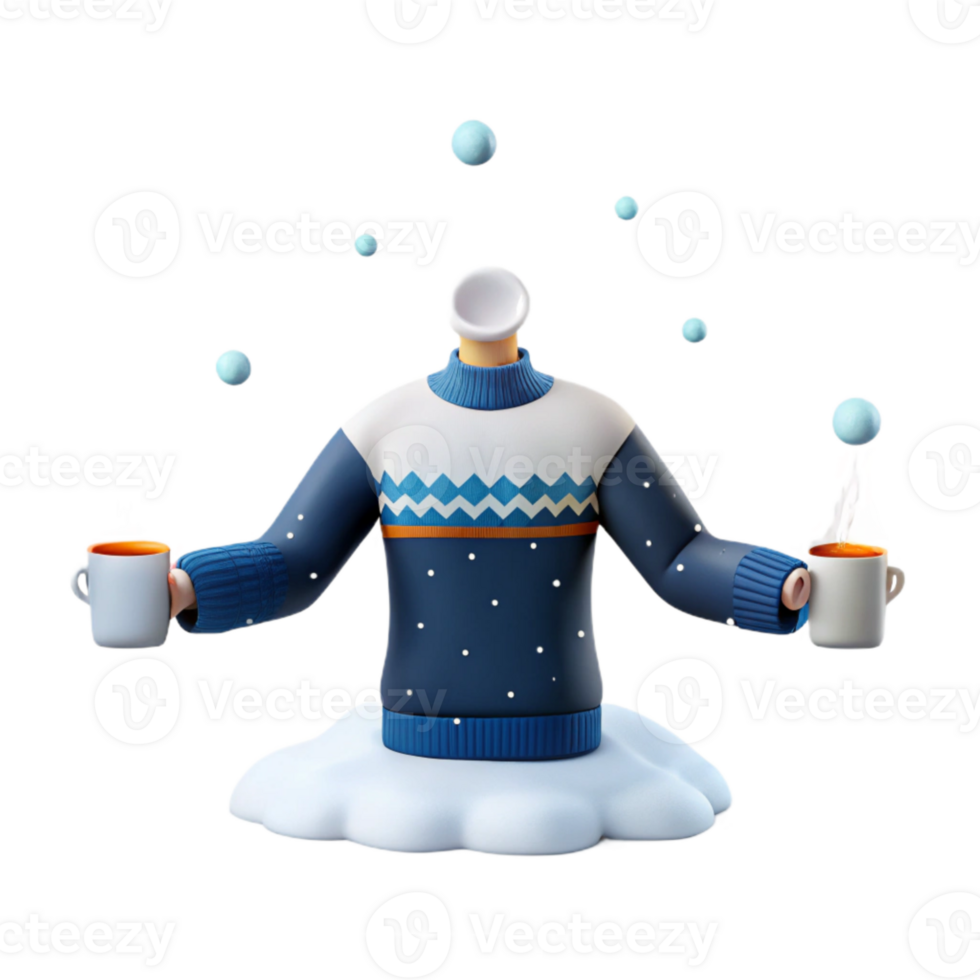 Winter Wonderland with a Headless Figure Holding Cups of Coffee png