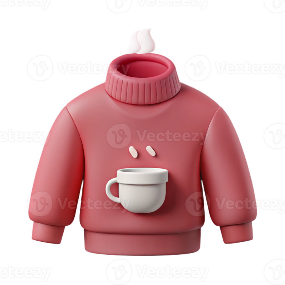 Cozy Winter Sweater with a Cup of Hot Beverage png
