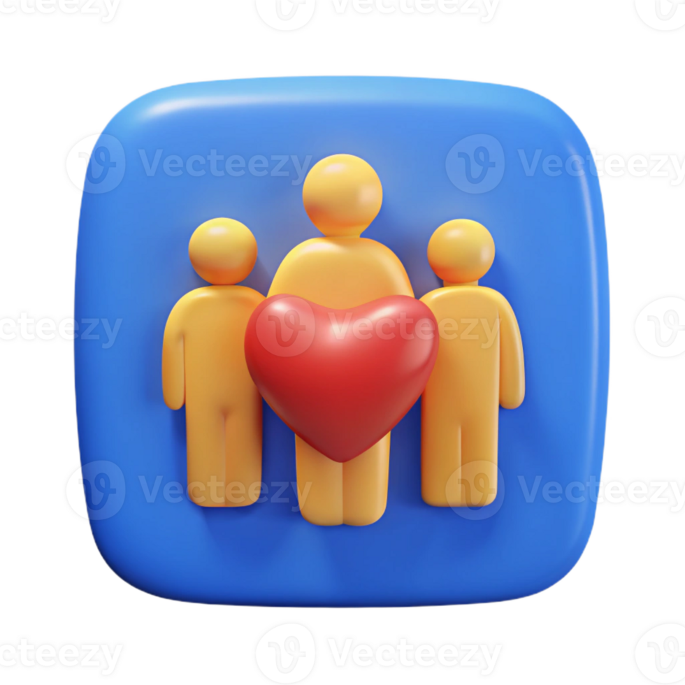 3D Icon Group of People with Heart png