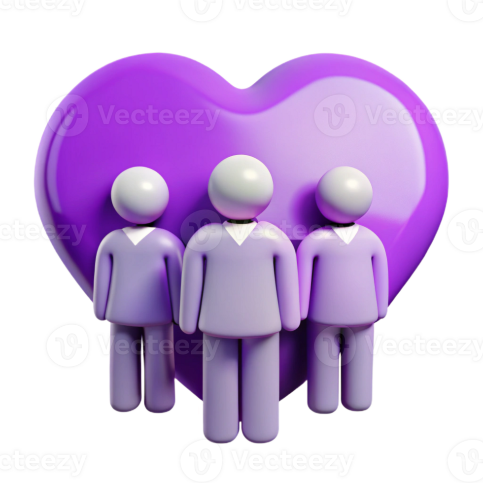 Three Purple People Standing in Front of a Purple Heart png