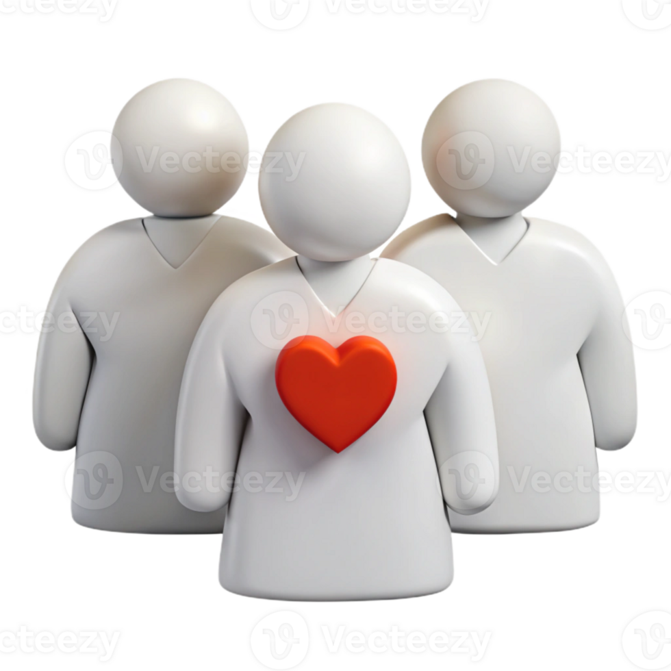Group of People with Heart Symbol - Teamwork and Compassion Concept png