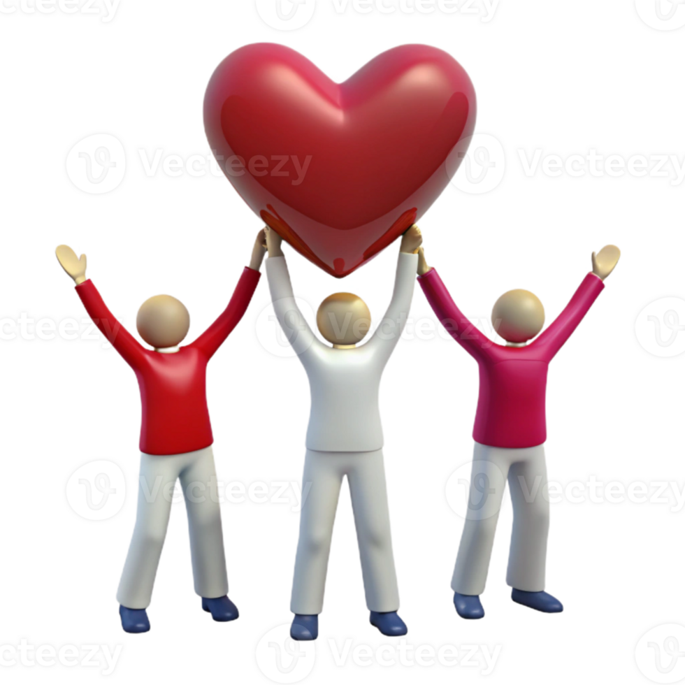 Three People Holding Up a Large Heart png