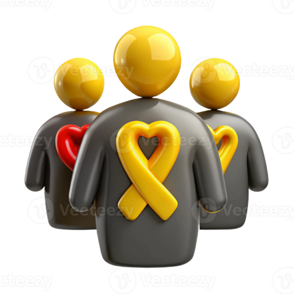 Group of People Supporting a Cause with a Heart-Shaped Ribbon png