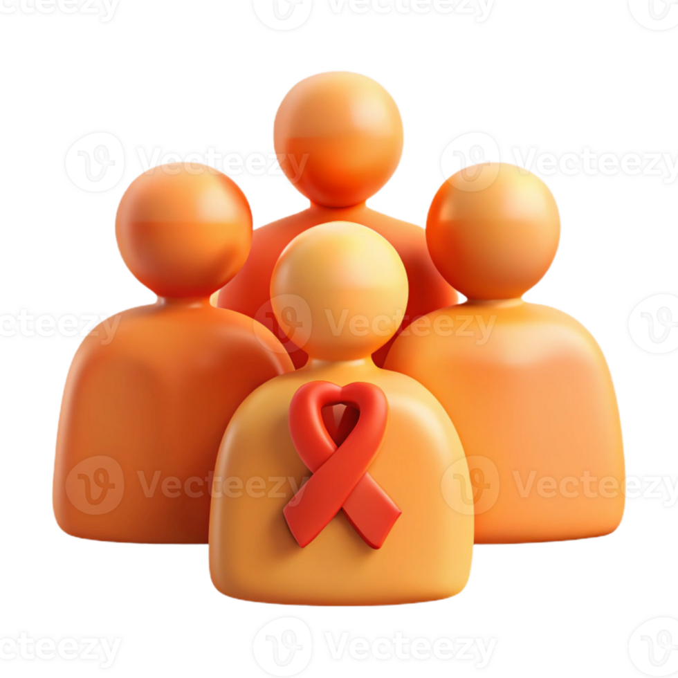 Group of People Supporting a Cause with a Red Ribbon png