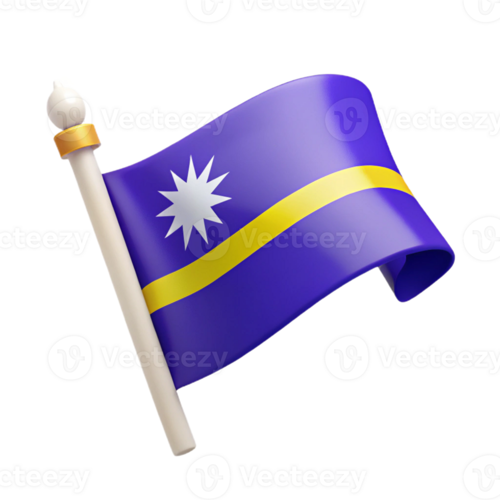 Waving 3D Flag of a Country with a Yellow Stripe and a White Star png