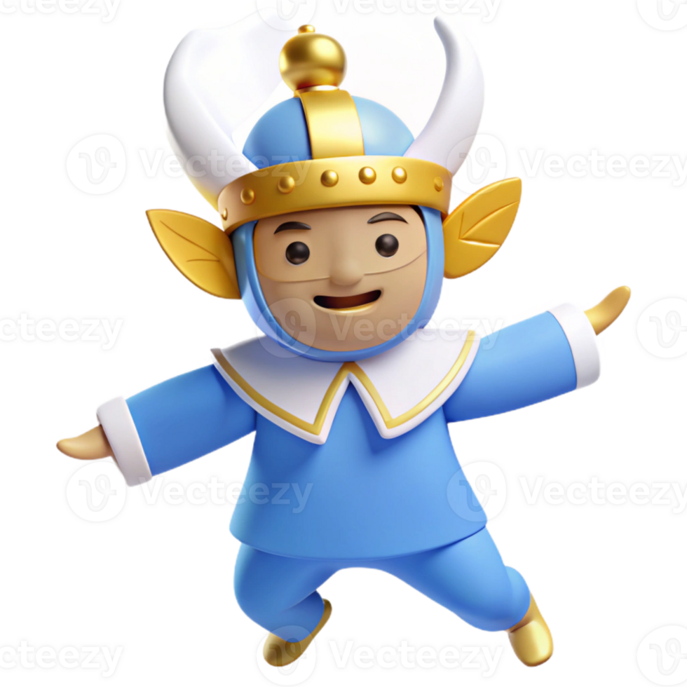 Smiling 3D Character With Horns And Wings png