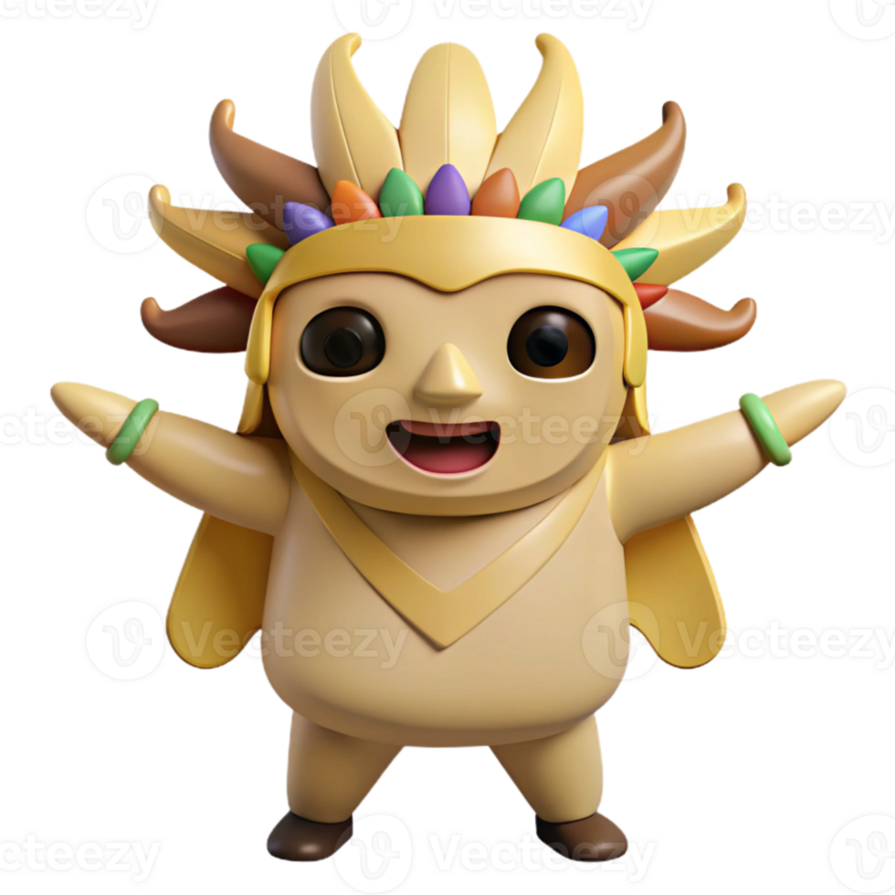 Smiling 3D Character in Festive Headwear png