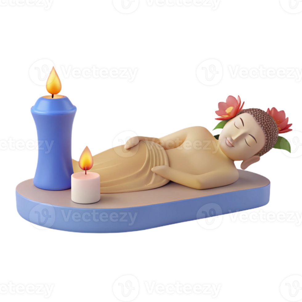 Buddha Statue with Candles and Flowers png