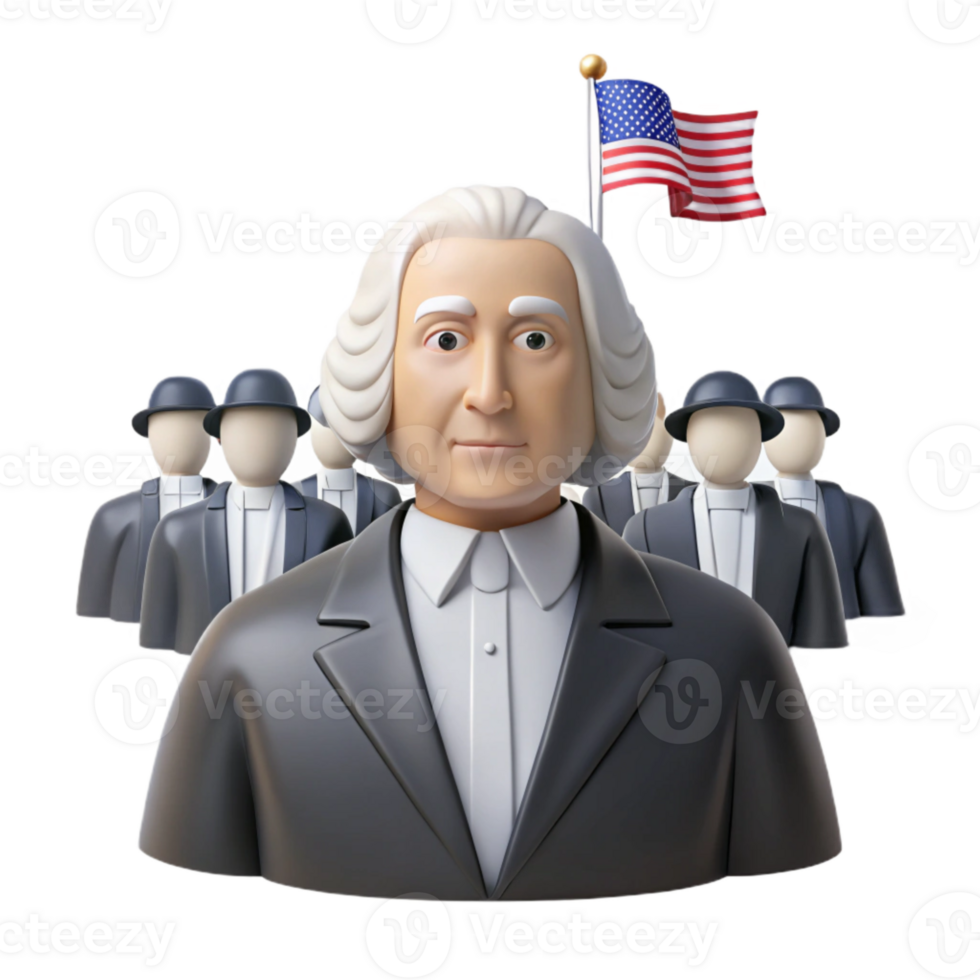 American Founding Father 3D Illustration png