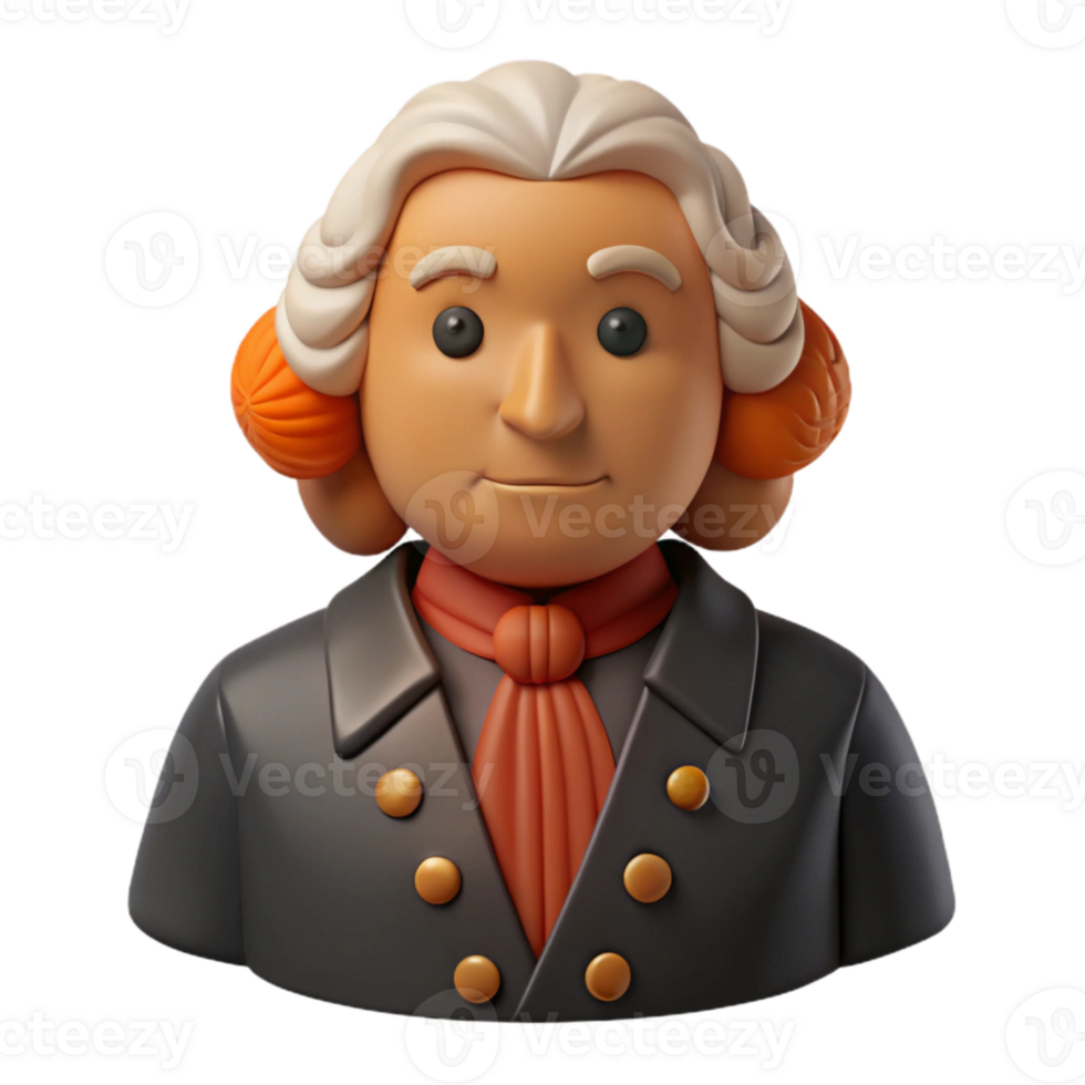 3D Cartoon Rendering of a Historical Figure png
