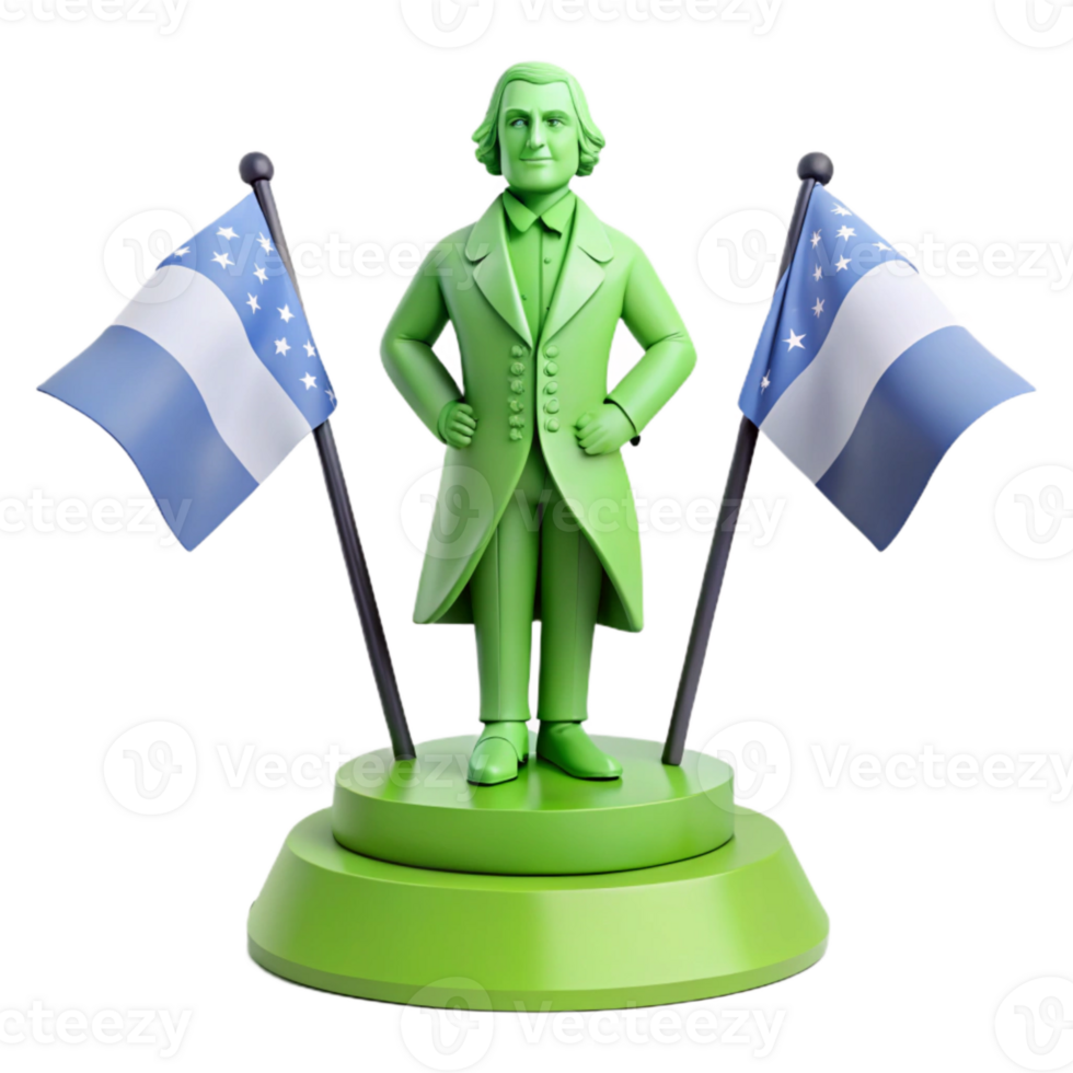 3D Rendered Statue with Two Flags png