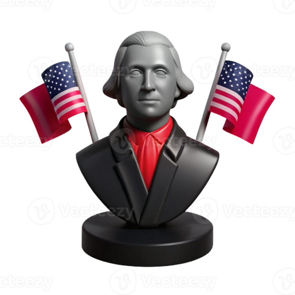 3D Render of a Bust with American Flags png
