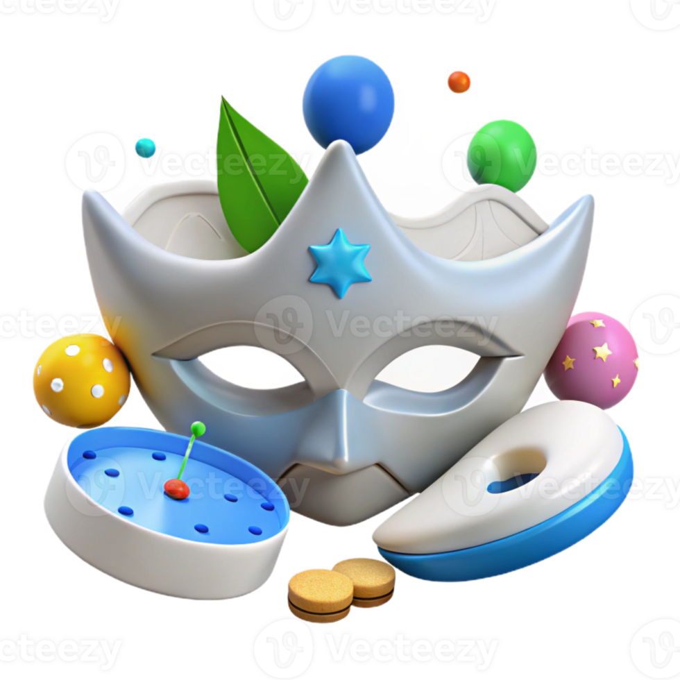 Masquerade Ball 3D Rendered Mask with Colorful Accents png