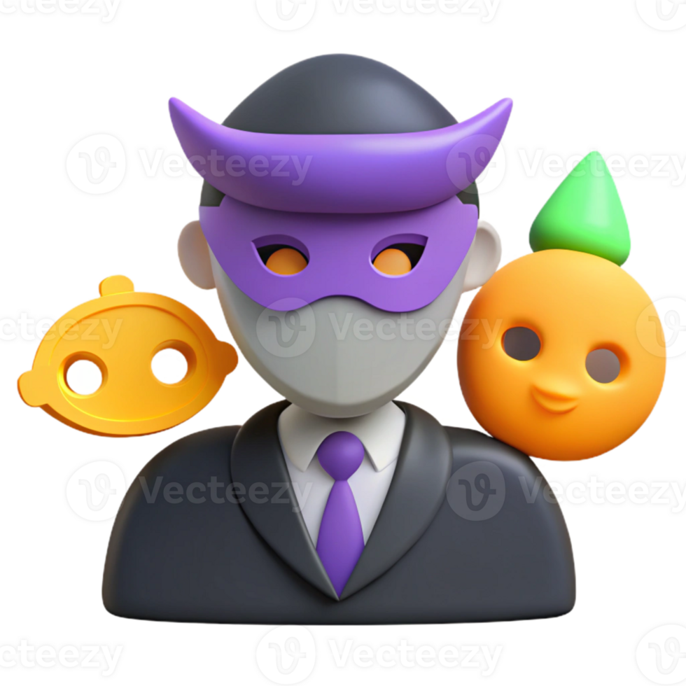 Mysterious Character with Mask and Fruit Friends png