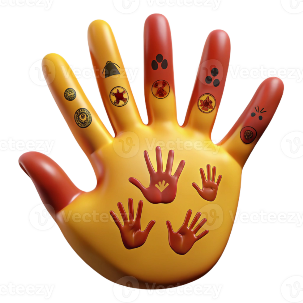 Hand with Symbols and Handprints png