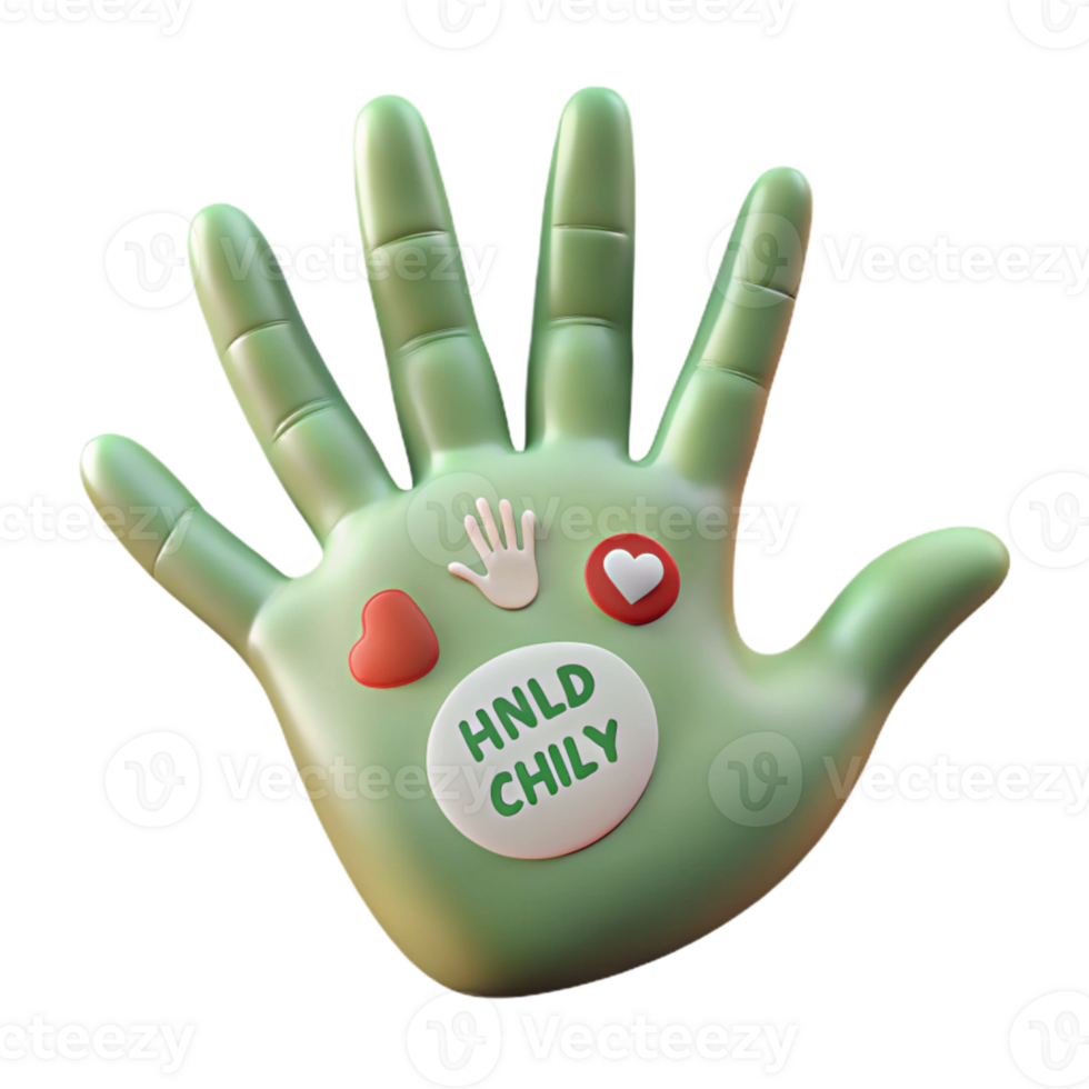 3D Hand with Hearts and Helping Hand png