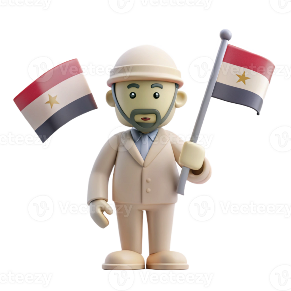 3D Cartoon Character Holding a Flag png