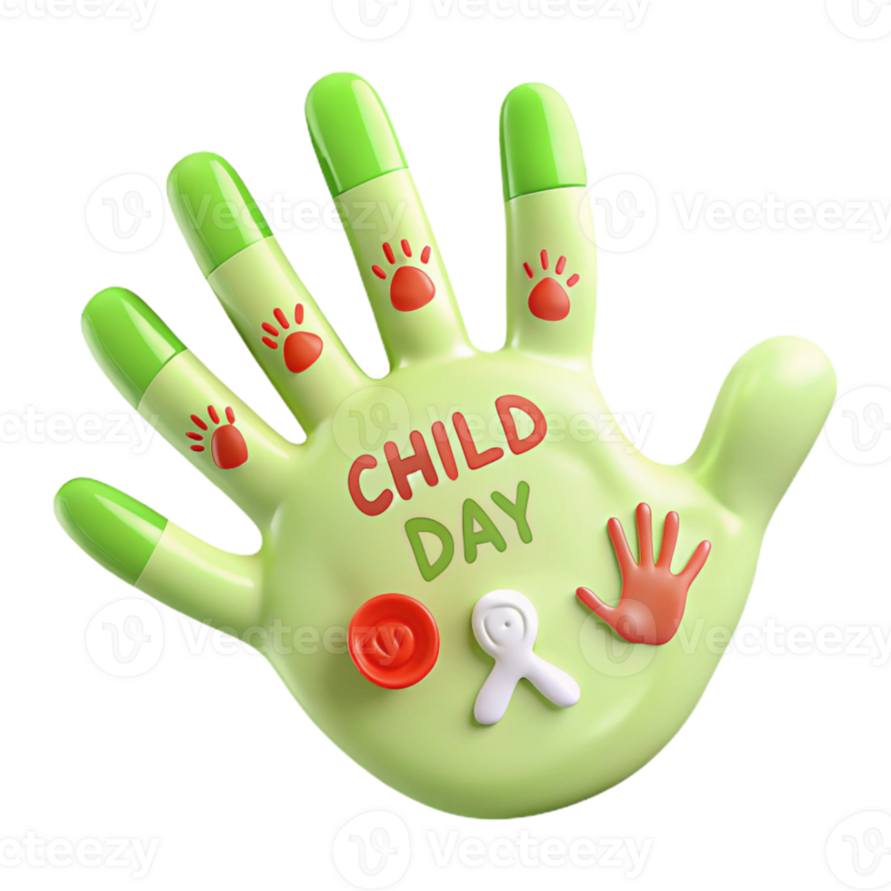 Child Day Celebration Colorful Hand with Paw Prints png